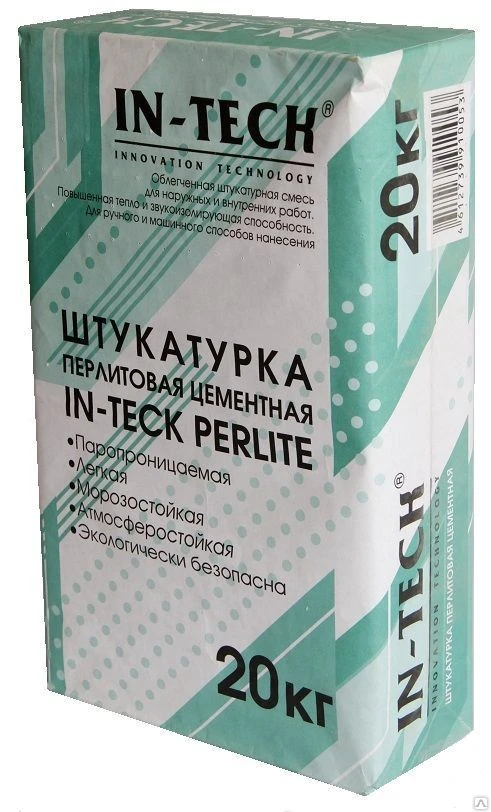 Фото Штукатурка перлитовая легкая цементная IN-TECK PERLITE 20 кг.