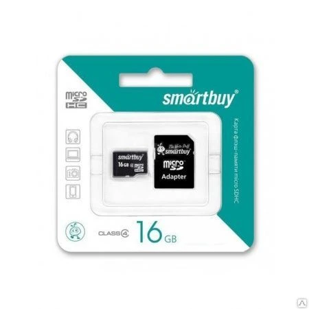 Фото Карта памяти MicroSD 16GB Smart Buy Class 10 +SD адаптер