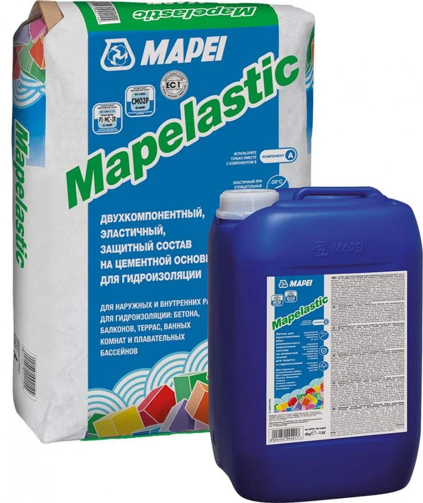 Фото Гидроизоляция двухкомпонентная Mapei Mapelastic (A+B) 32 кг