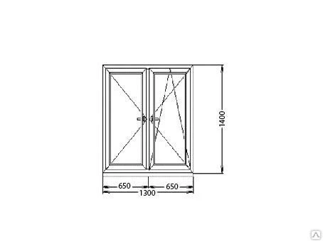 Фото Окно пластиковое двухстворчатое с двумя открывающимеся створками