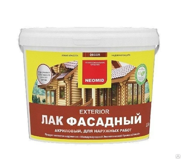 Фото Лак для дерева антисептический для наружных работ Неомид Exterior (2,5 л)