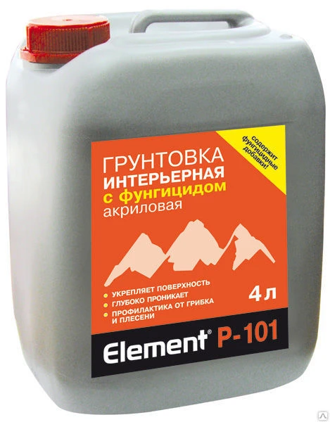 Фото Грунтовка фунгицидная акриловая для внут. работ ELEMENT P-101