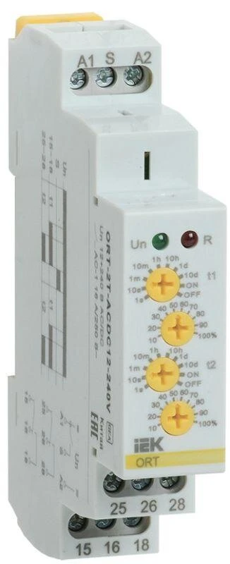 Фото Реле времени ORT 2 конт. 2 уст. 12-240В AC/DC IEK ORT-2T-ACDC12-240V