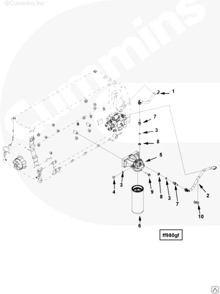 Фото Основание топливного фильтра двигателя Cummins ISG12 3696748 3696749