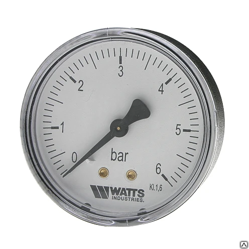 Фото Манометр аксиальный Watts 1/4" нар(ш) 6 бар d63 мм