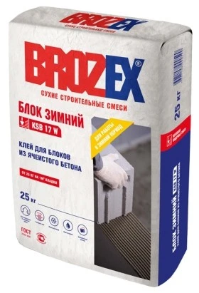 Фото Клей для блоков из ячеистого бетона KSB 17W Зимний Brozex 25кг