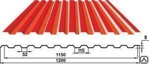 Фото Профнастил С-8 0,45мм 1200/1150мм оцинкованный