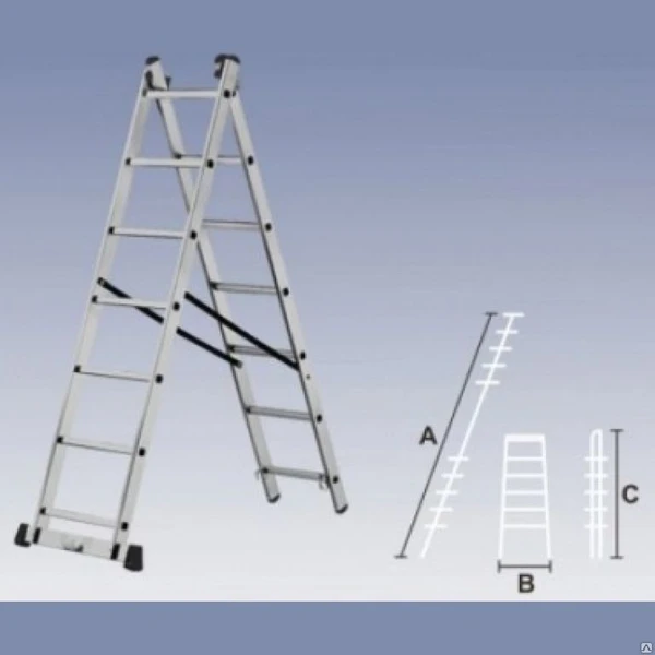 Фото Лестница двухсекционная алюминиевая 2х8 ст.