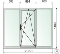 Фото Окно ПВХ, размер 2050х1400, 58мм/24мм