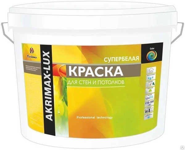 Фото Краска для стен и потолков, супербелая Akrimax 15кг