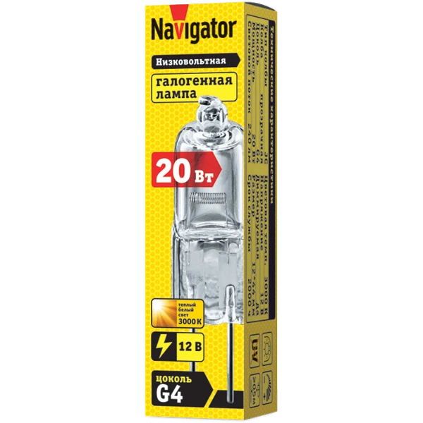 Фото Лампа галогенная JC капсульная 20Вт G4 Navigator 12В