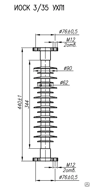 Фото Изолятор опорный полимерный стрежневой ОСК 12,5-35-2 УХЛ1