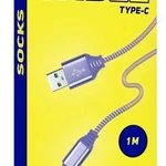 фото Кабель Smartbuy USB 2.0 - USB TYPE C,  в нейлон. оплетке Socks, 1 м.,<2А,черн-бел(iK-3112NSbox black)