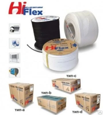 Фото Кабель RG 6U HQ PLUS WH (Box.Spool) телевизионный импортный Hiflex