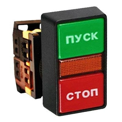 Фото Кнопка AS-22N "Пуск-Стоп" прямоугольная 220В NO+NC EKF pbn-as-rec