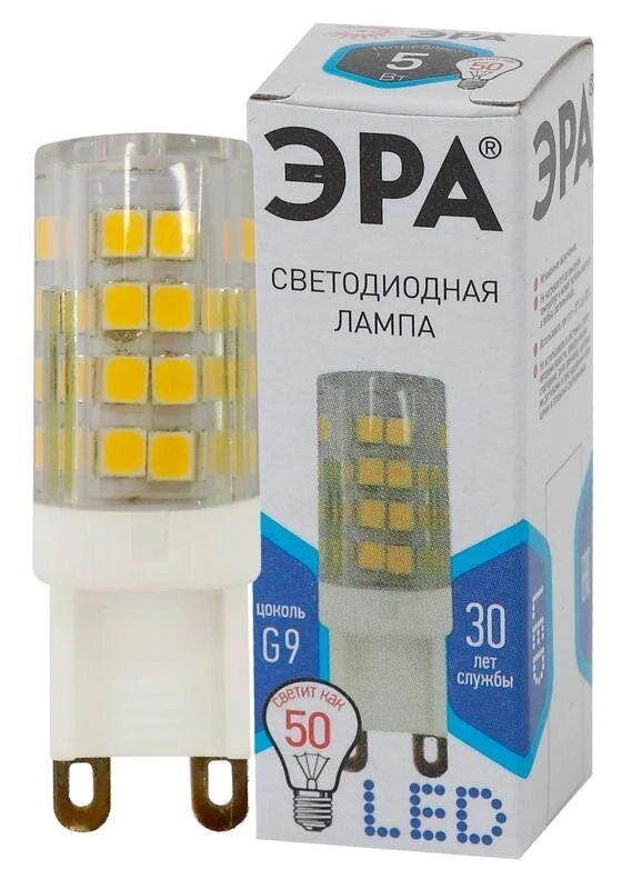 Фото Лампа светодиодная JCD-5w-220V-corn ceramics-840-G9 400лм ЭРА Б0027864