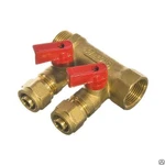 фото Коллектор Smart 3/4" внутр(г) х 2 отвода 16 обж(ц) х 3/4" нар(ш) с шаровыми