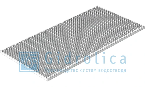 Фото Решетка Gidrolica Step Pro 490х990мм - стальная ячеистая оцинкованная