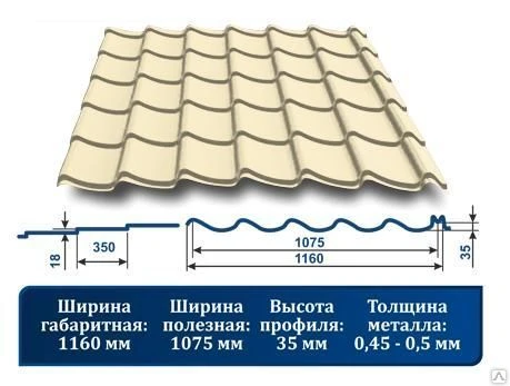 Фото Металлочерепица "Джокер" 1015 светлый беж