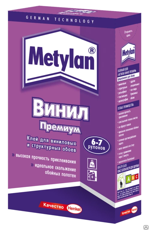 Фото Клей обойный "Metylan" Винил Премиум без индикатора 500гр 12шт/уп (1518428)