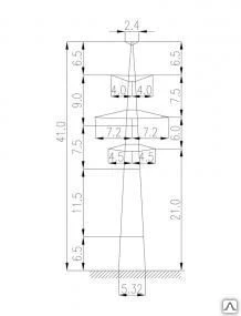 Фото Промежуточная опора ЛЭП 220 Кв- 3П220-2Т-5.0