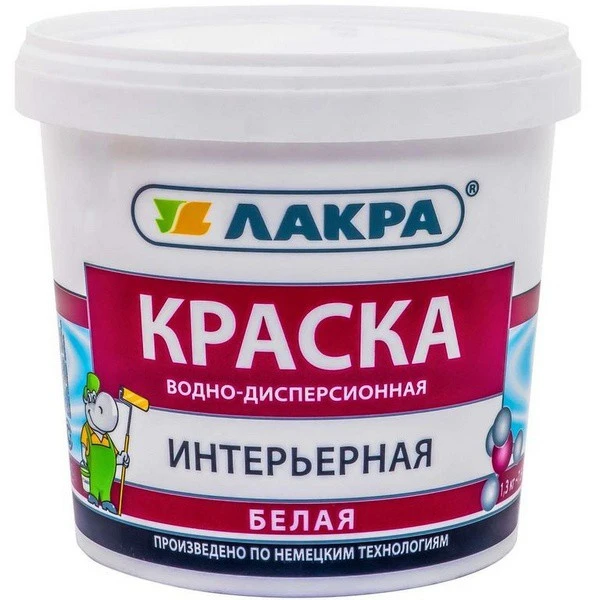 Фото Краска ВД интерьерная белая ЛАКРА 1,3 кг