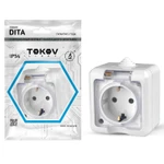 фото Розетка 1-м ОП Dita 16А IP54 250В с заземл. с прозрачн. крышкой бел. TOKOV LIGHT TKL-DT-R1Z-C01T-IP54