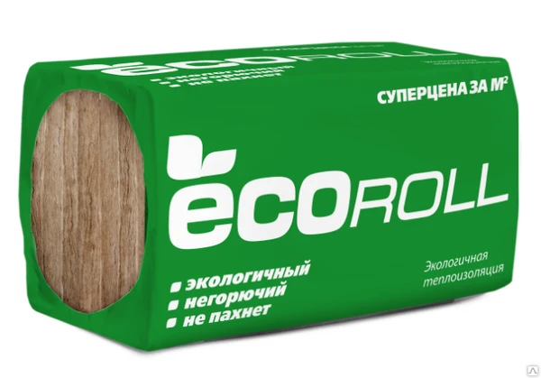 Фото МИН ВАТА СТЕКЛОВАТА ECOROLL R44MR (50*610*1230) 16 ЛИСТОВ 12 М2 МАТЫ