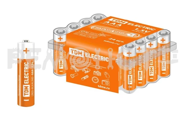 Фото Элемент питания LR03 AAA Alkaline 1,5V BOX-24 TDM (цена за 24ШТ) П