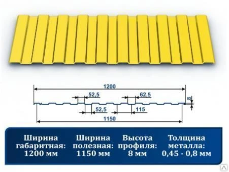 Фото Профнастил С-8 1018 желтый