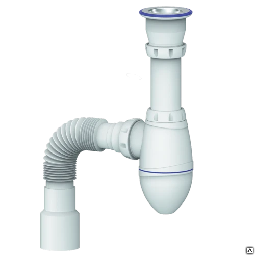 Фото Сифон для умывальника с выпуском 1 1/2" и с гибким соединением 40х40/50
