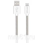 фото Кабель Krutoff Micro USB Spring (1m) белый, 2,1А , Пружина от перегибания (14742)