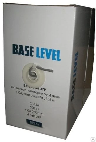 Фото Кабель витая пара BaseLevel 4pair UTP cat 5E, ССА (305 м)