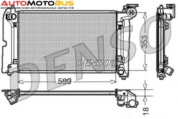 Фото Радиатор, охлаждение двигателя DENSO DRM50010 Радиатор охл. ДВС TO Corolla 02.00