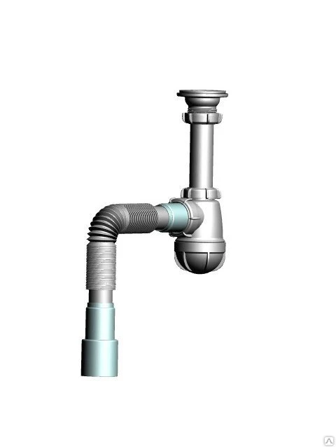 Фото S1015(аналог С1015) Сифон для кухни малый 1 1/4" х 40 с выпуском с гибкой т