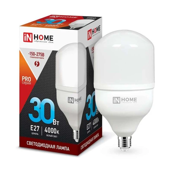 Фото Лампа светодиодная LED-HP-PRO 30Вт 230В 4000К E27 2700лм IN HOME 4690612031071