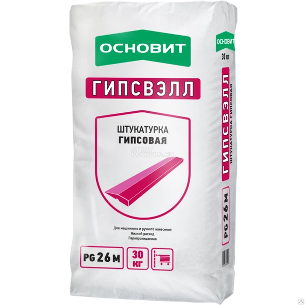 Фото Штукатурка гипсовая основит гипсвэлл PG26 MW белая