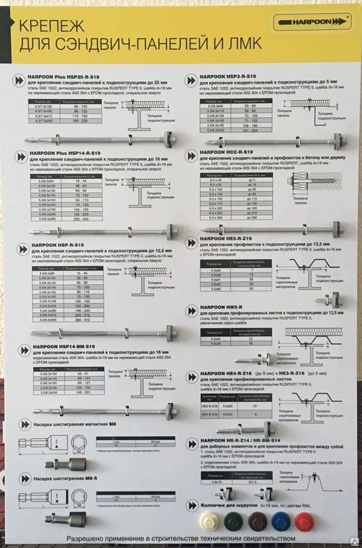 Фото Саморезы &quot;harpoon&quot; для Сэндвич-панелей и лмк