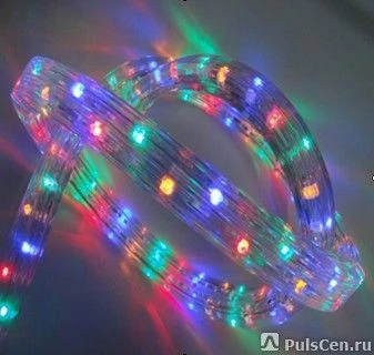 Фото Дюралайт LED 3-х проводный, чейзинг, 11х18мм, мульти RGBY, 4.8W,плоский