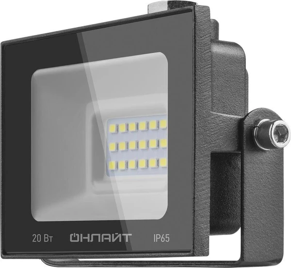 Фото Прожектор светодиодный 61 949 OFL-20-6K-BL-IP65-LED 20Вт 6000К IP65 1600лм черн. ОНЛАЙТ 61949