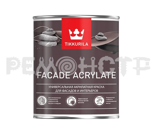 Фото Краска фасад  0,9л гл/м Tikkurila FACADE Acrylate (6) база A под заказ