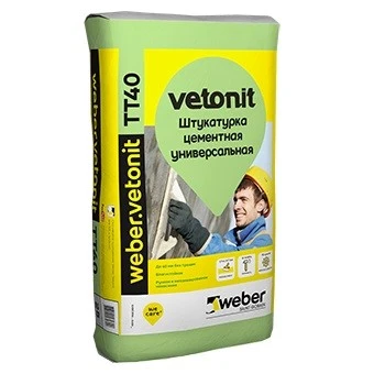 Фото Штукатурка цементная универсальная Weber.Vetonit TT40 серая 25 кг