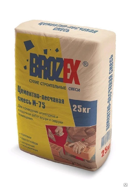 Фото Цементно-песчаная смесь ЦПС-75 25кг BROZEX 48шт/пал