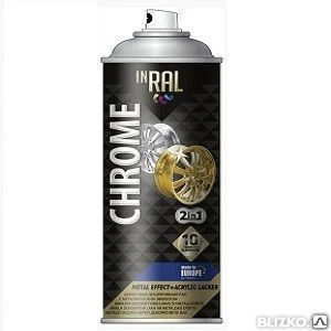 Фото Лак аэрозольный акриловый INRAL CHROME 400мл, золотой