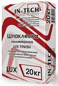 Фото Шпаклевка полимерная супербелая IN-TECK LUX FINISH, 20кг