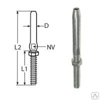 Фото Наконечник на трос 16мм с правой резьбой М24х170, нерж. сталь А4