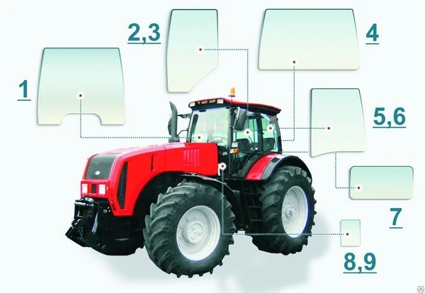 Фото Стеклянные створки,стекла на трактор,кран...
