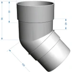 Фото №2 Колено водоотводное 45, пломбир Дёке PREMIUM