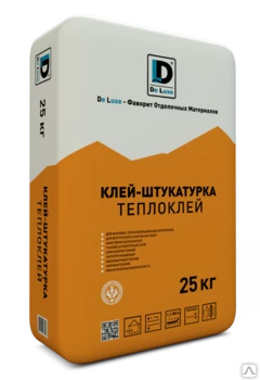 Фото Клей-штукатурка для монтажа теплоизоляции ТЕПЛОКЛЕЙ De Luxе. Мешок 25 кг.