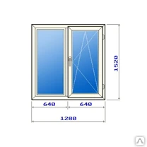 Фото Двухстворчатое окно 1280х1520мм в Брежневский дом, однокамерный стеклопакет